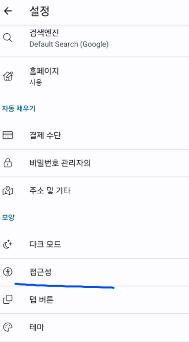 접근성 설정